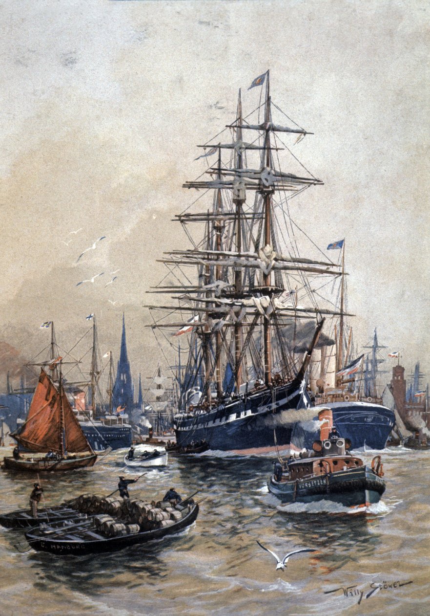 Hamborgs havn i det 19. århundrede af Stoewer Willy (1864 1931)