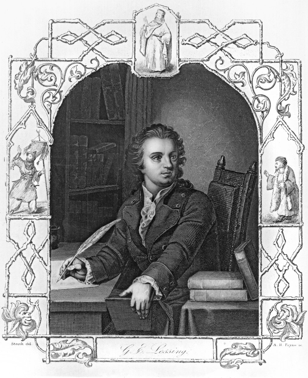 Gotthold Ephraim Lessing (1729-1781) graveret af Albert Henry Payne (1812-1902) af Storck