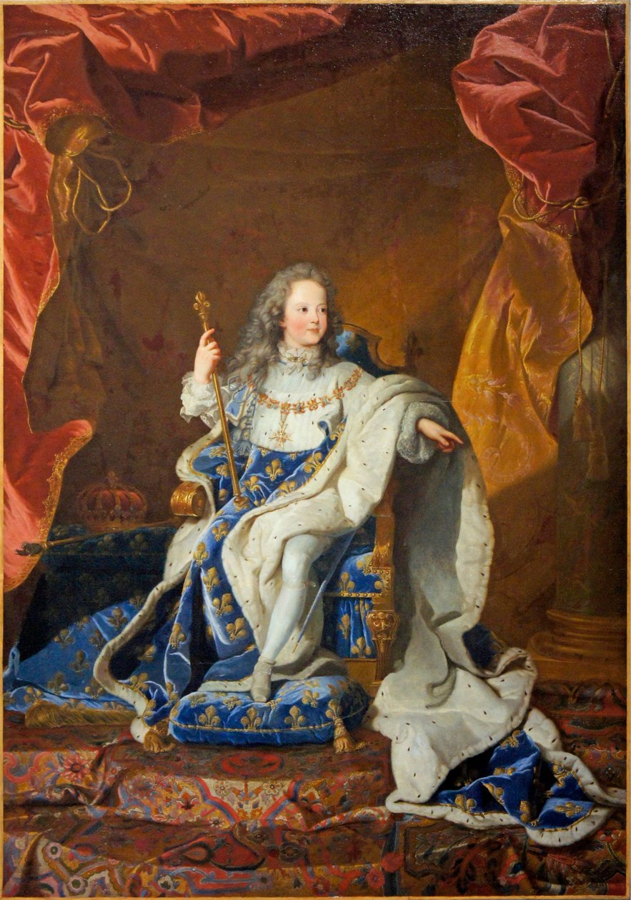 Officielt portræt af Louis XV i kroningsdragt af Studio of Hyacinthe Rigaud