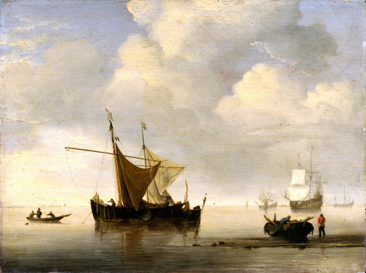 Rolig: To hollandske fartøjer af Willem van de Velde the Younger