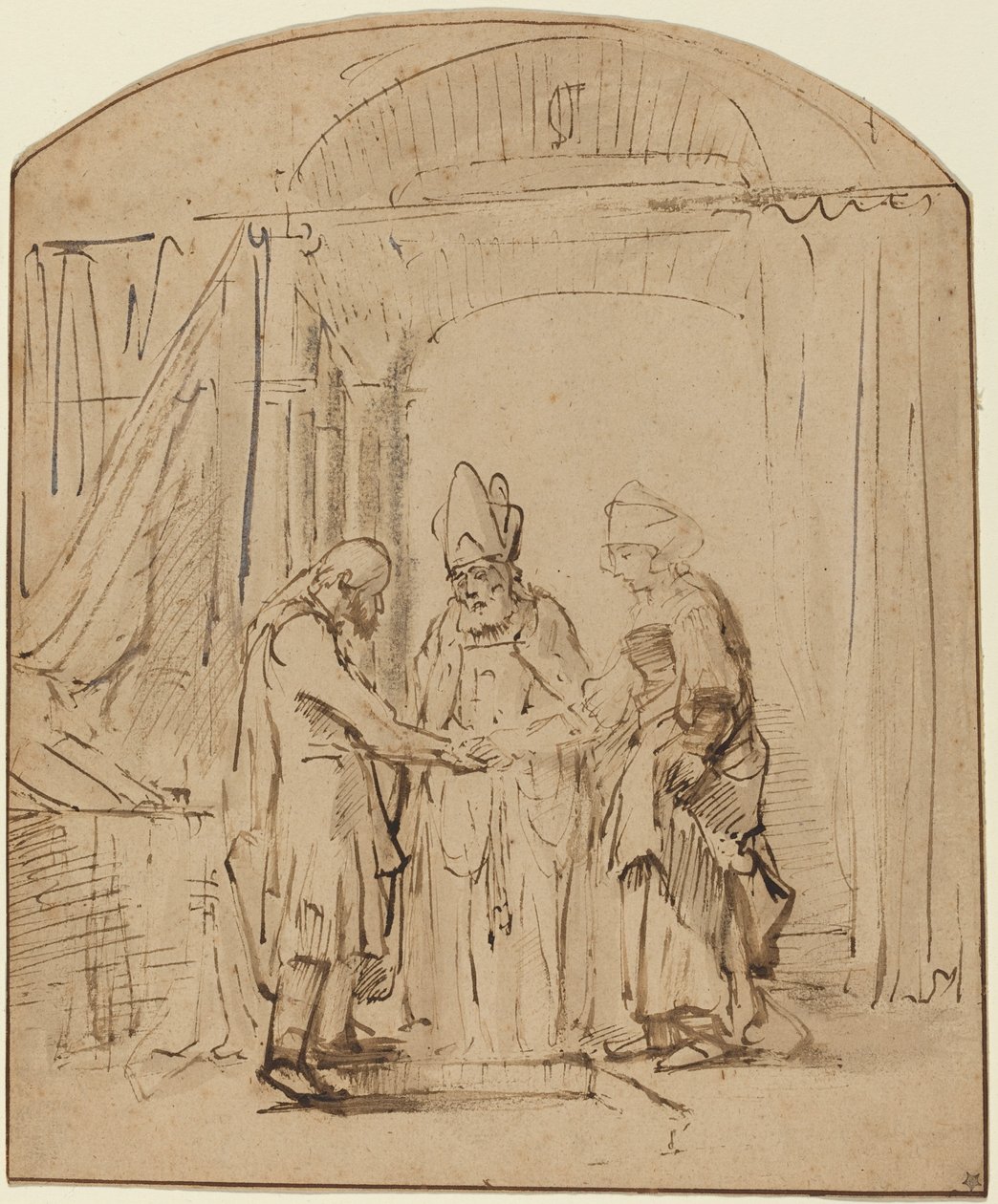 Trolovelsen af den hellige jomfru af Studio of Rembrandt van Rijn