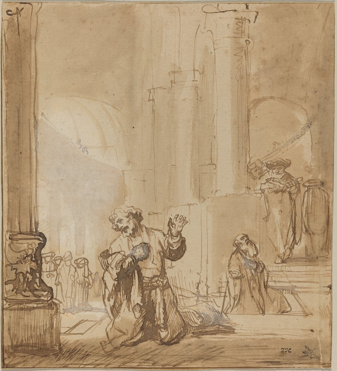 Lignelsen om Tolderen og farisæeren af Studio of Rembrandt van Rijn