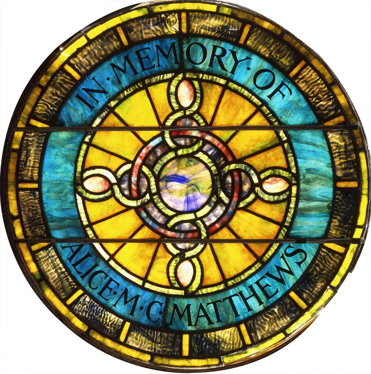 Et cirkulært blyholdigt glasvindue af Tiffany Studios (blyholdigt glas) af Studios Tiffany