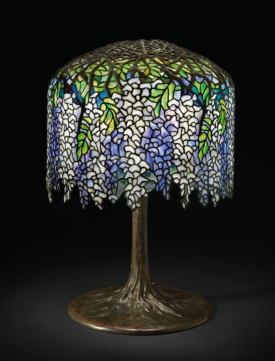 Wisteria bordlampe, ca. 1910 (blyet glas og bronze) af Studios Tiffany