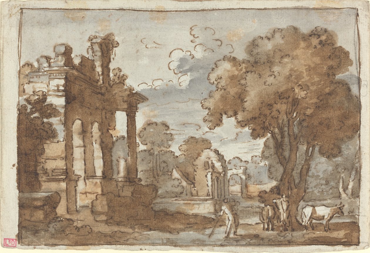 Landskab af Style of Claude Lorrain