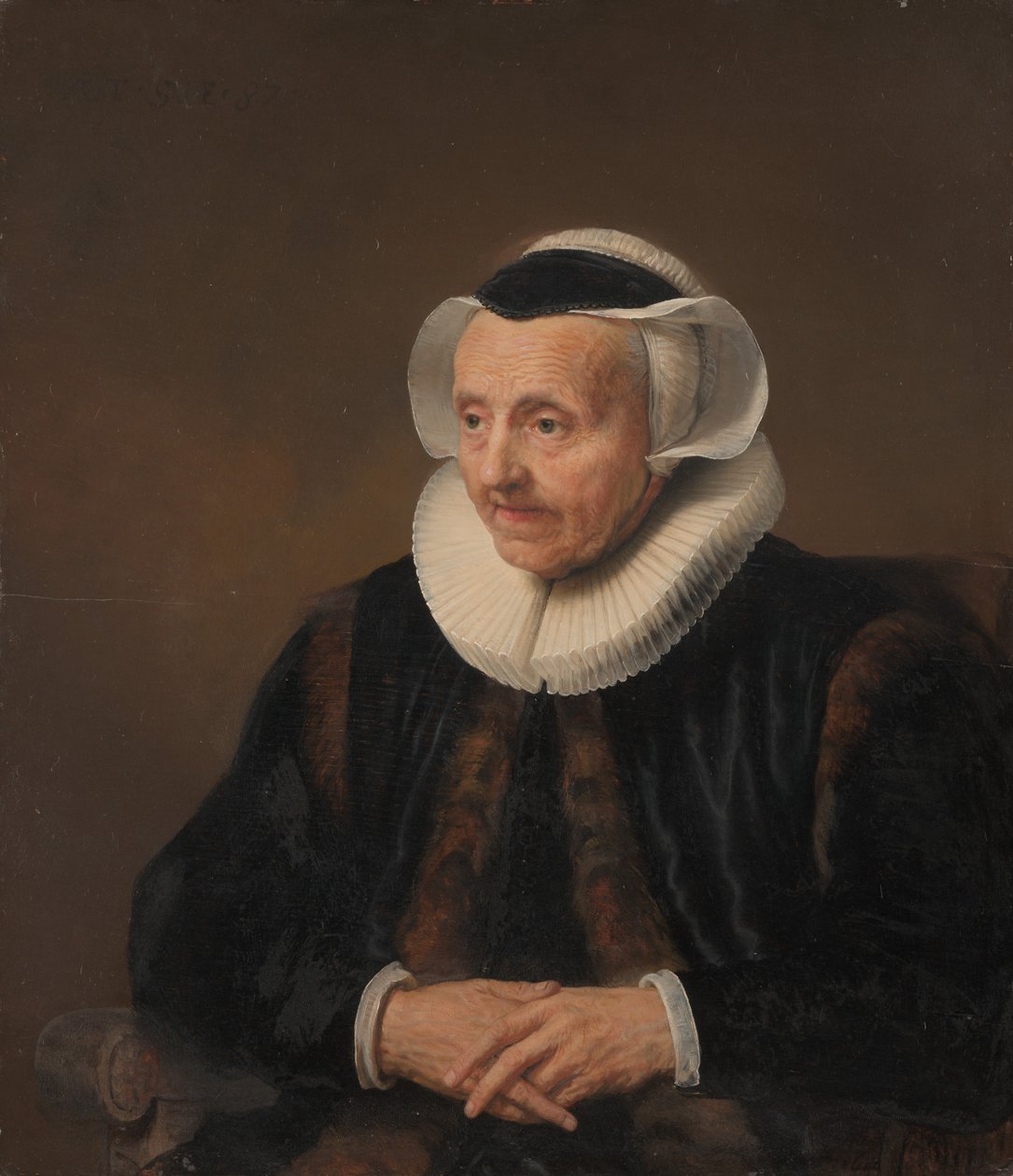 Portræt af en gammel kvinde. af Style of Jacob Backer