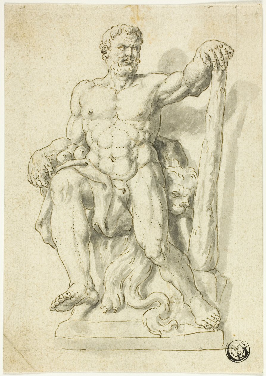 Statue af siddende Herkules af Style of Raymond de Lafage