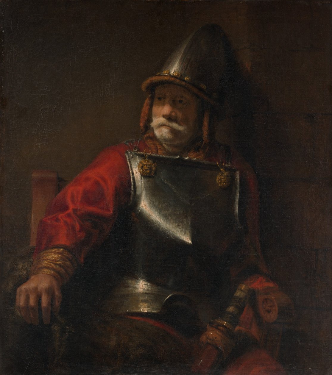 Mand i rustning Mars. af Style of Rembrandt