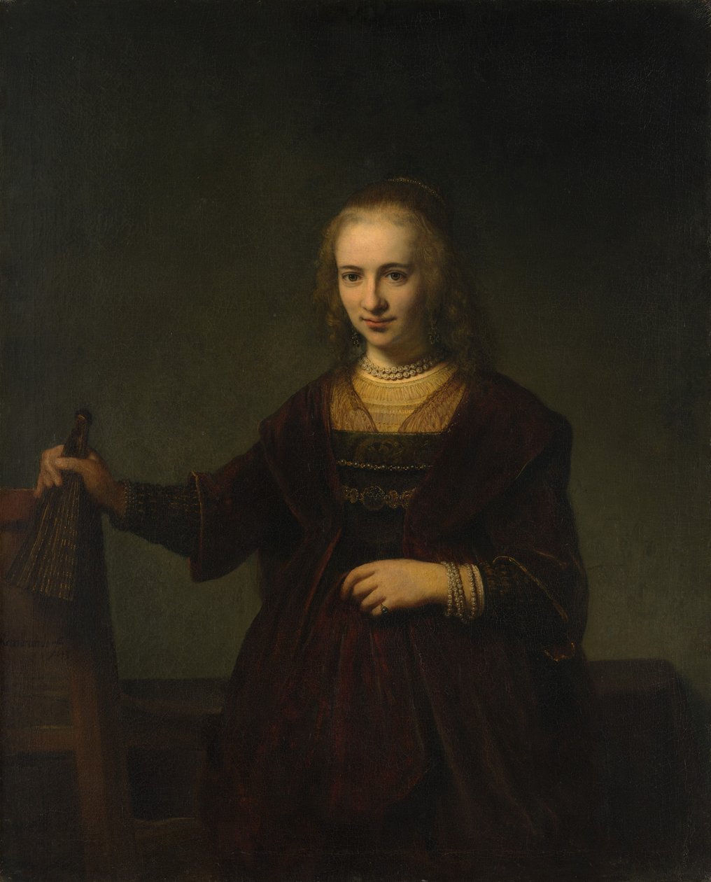 Portræt af en kvinde. af Style of Rembrandt