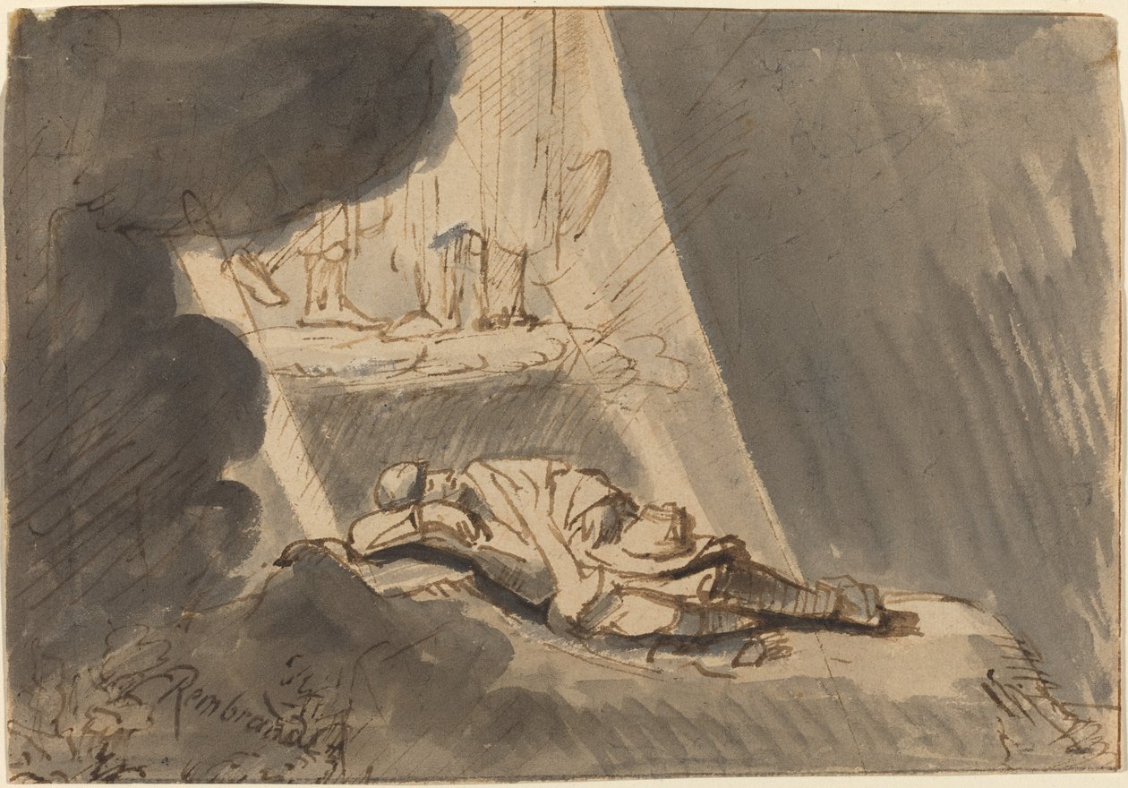 Jakobs drøm af Style of Rembrandt van Rijn