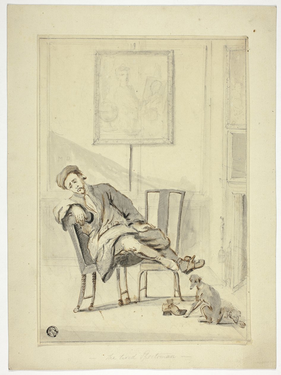 Den trætte sportsmand af Style of William Hogarth
