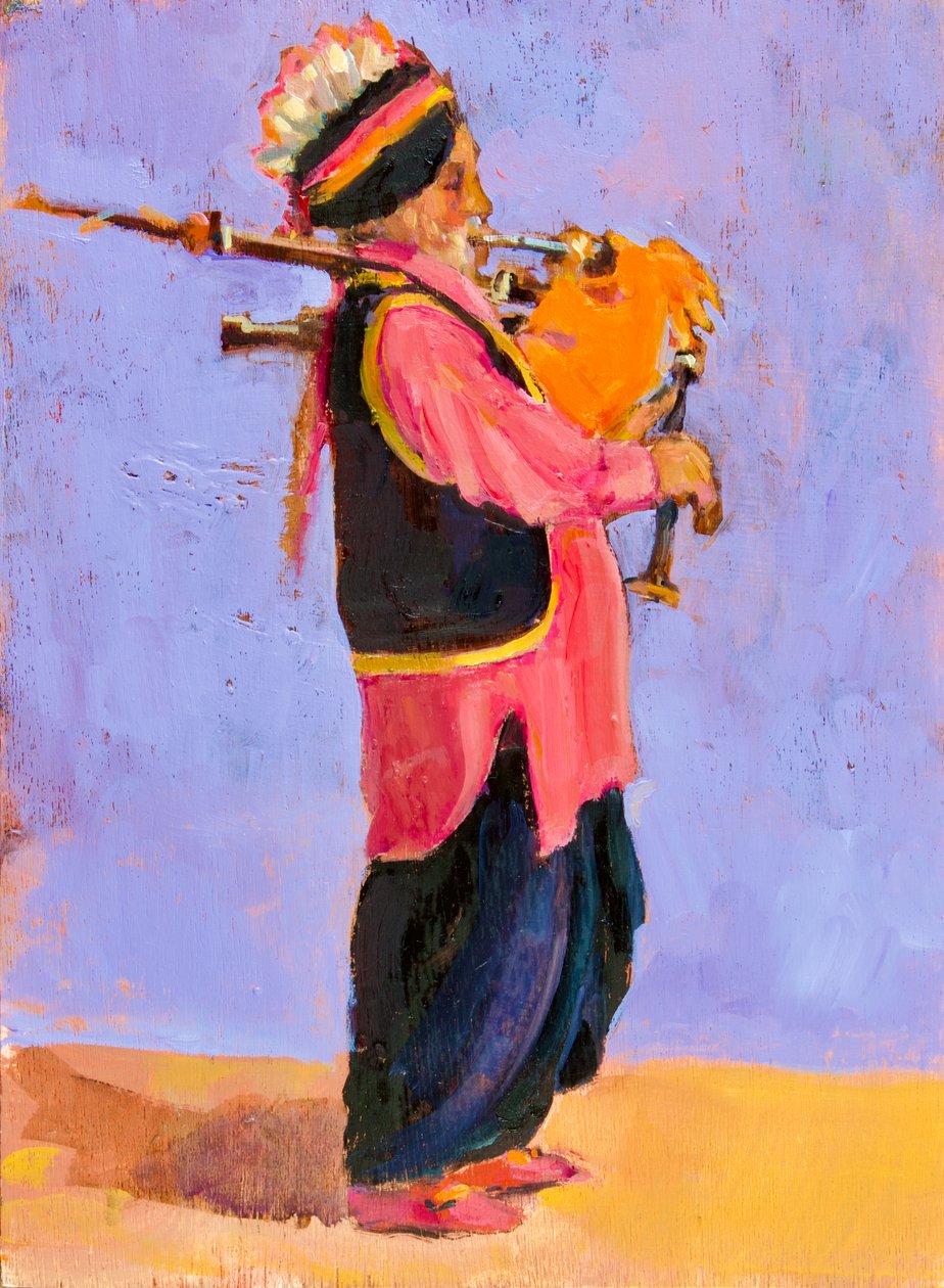 Indisk sækkepiper, 2020, 29x22 af Sue Wales
