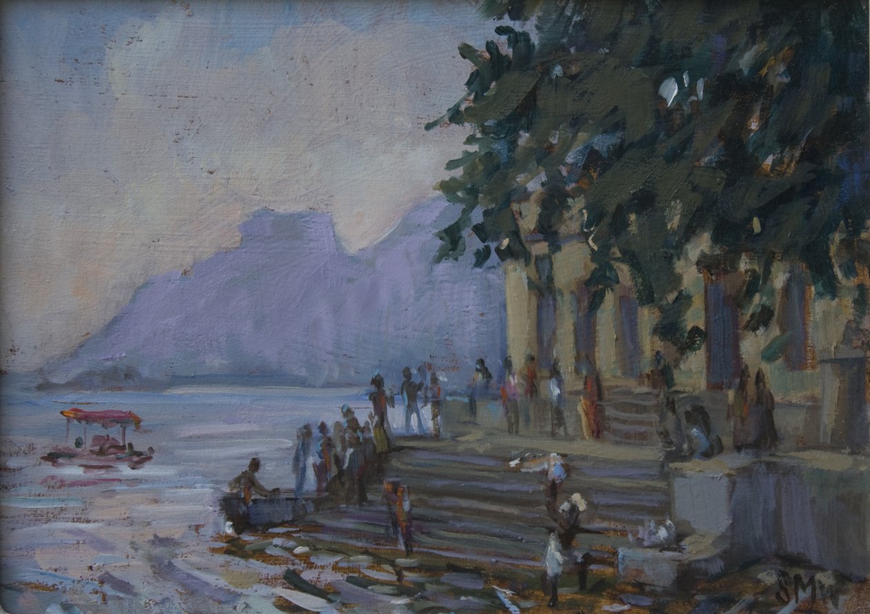Vask på trapperne i Udaipur, 2012, af Sue Wales