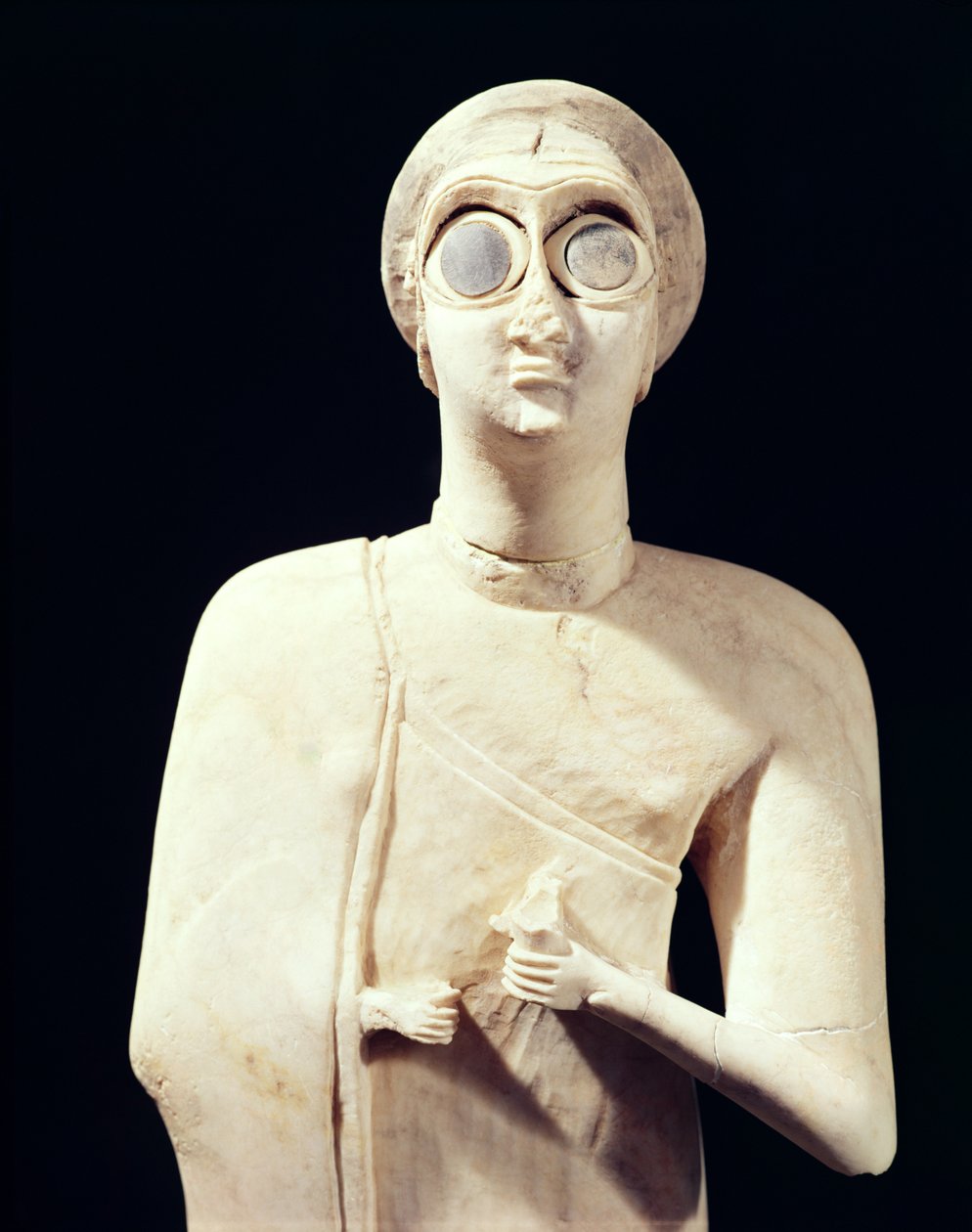 Statue af den store gudinde, fra Tell Asmar, 2800-2300 f.Kr. kalkstensdetalje fra 195515 af Sumerian