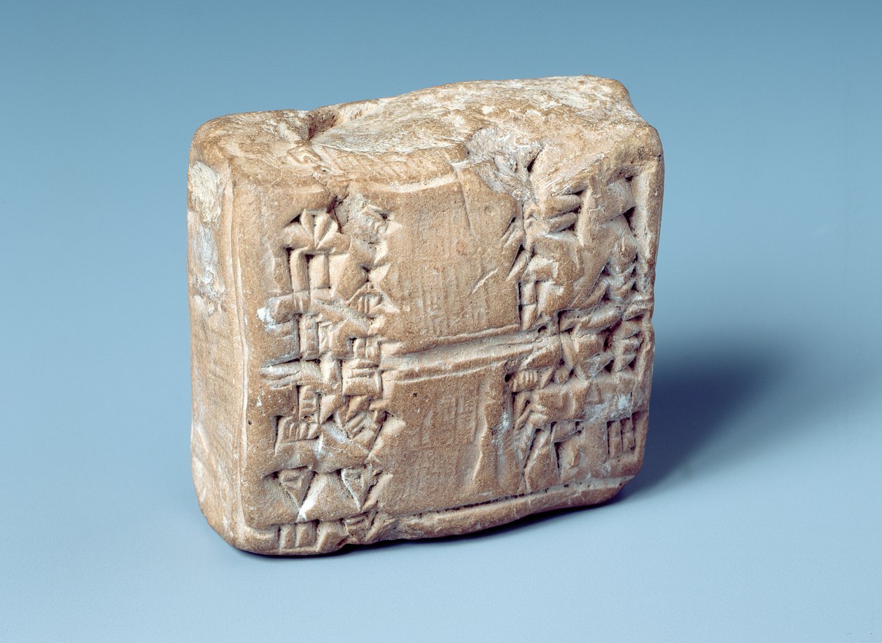 Tablet med kileskrift, ca. 2000 f.Kr. (bagt ler) af Sumerian