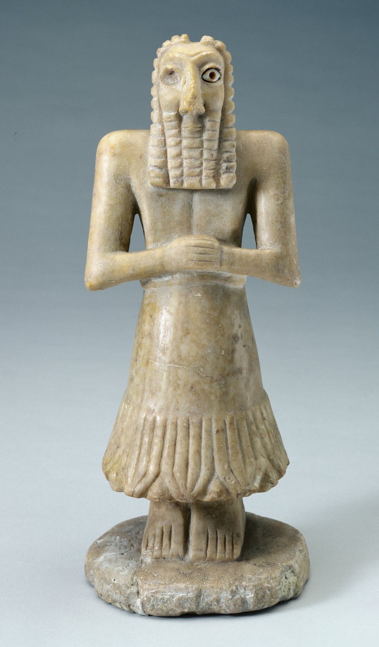 Statuette af en mand, ca. 3000-2500 f.Kr. (gips og skal) af Sumerian