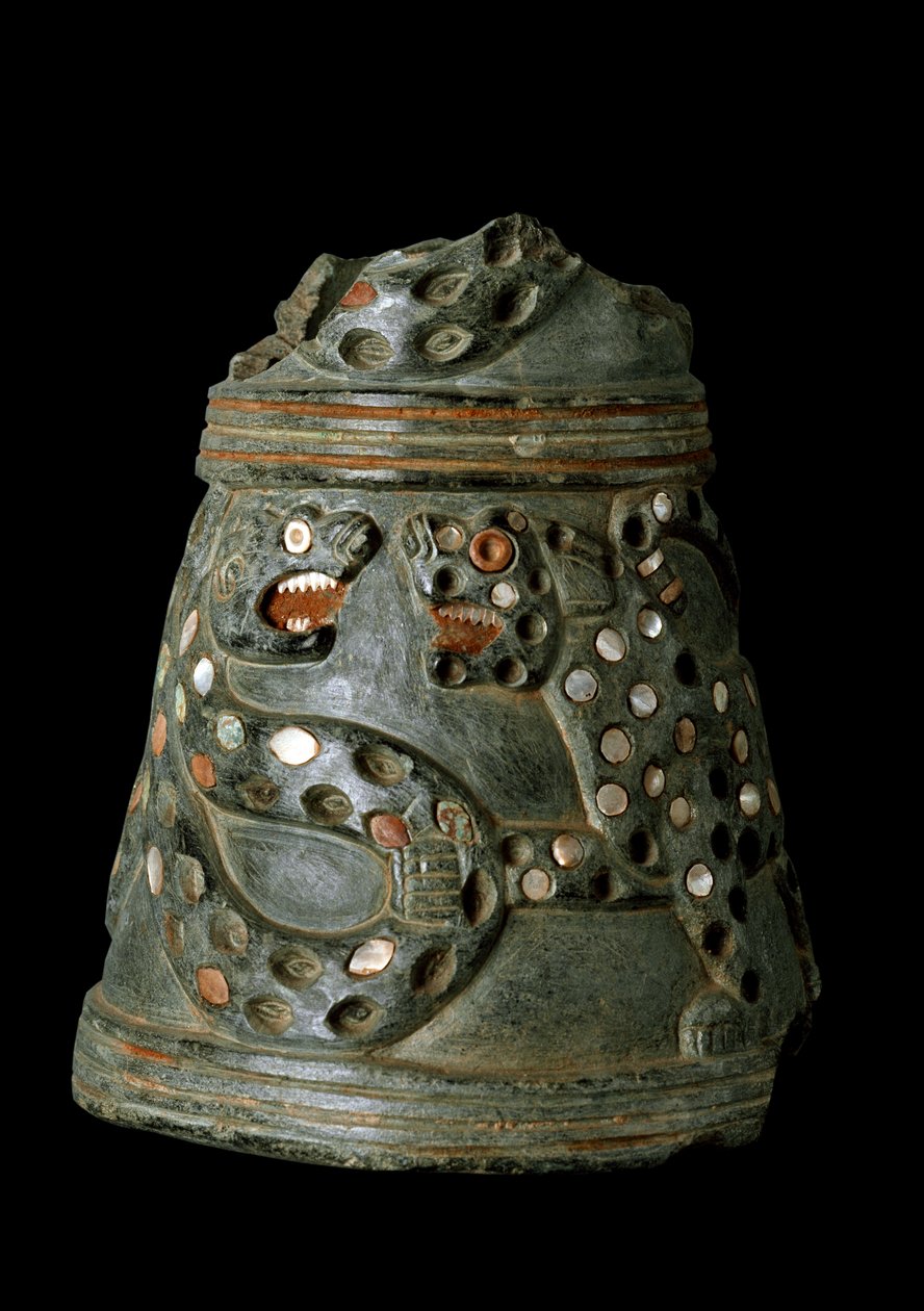 Nedre Mesopotamien, Irak, sumerisk kunst: serpentinvase fra gudinden Inannas tempel, stedet for Nippur: repræsentation af en kamp mellem en løvinde og en slange. 2600-2500 f.Kr. Søn h. 14,2 x diam. 12,5 cm Bagdad, National Iraq Museum af Sumerian Sumerian