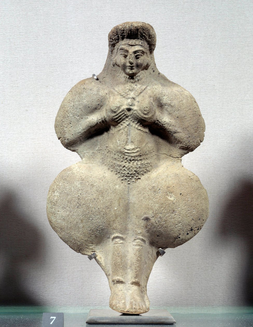 Orientalsk kunst: terracotta statuette af kvinde, der holder hendes bryster, sandsynlig repræsentation af Ishtar, frugtbarhedsgudinden. Fra Susan. Iran. Elamit periode. 14.-12. århundrede f.Kr. Søn 0,16 m. Louvre-museet af Sumerian Sumerian