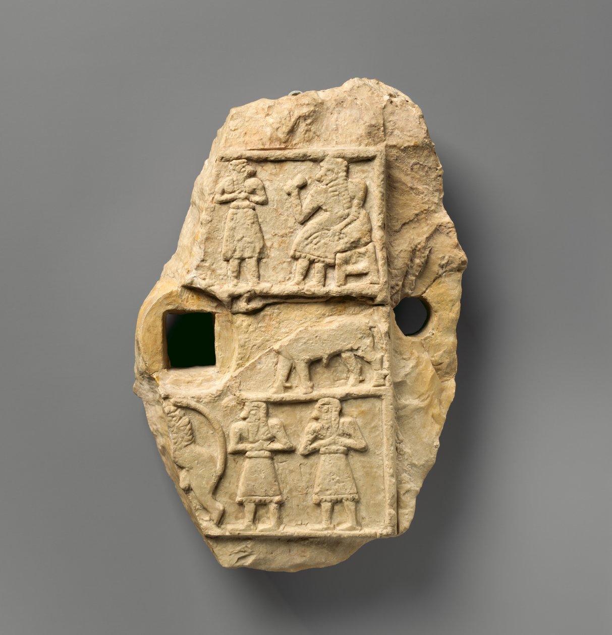 Reliefplade med en banketscene, ca. 2600–2500 f.Kr. (gipsalabast) af Sumerian Sumerian
