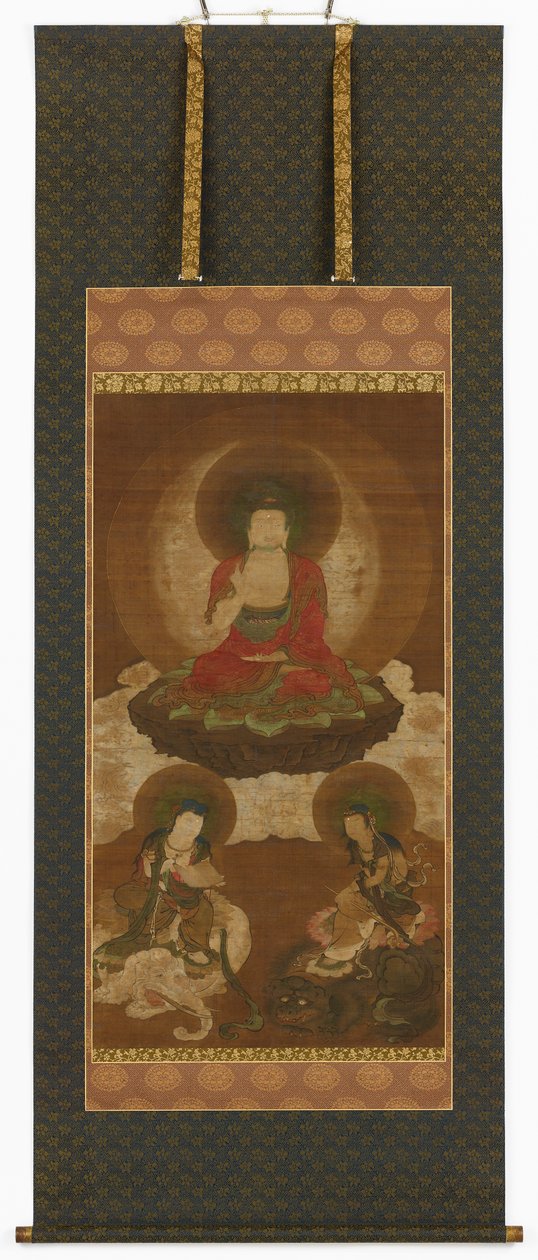 Buddhistisk triade: Sakyamuni, Manjusri og Samantabhadra, Edo-perioden, midten af det 17.-begyndelsen af det 18. århundrede. af Sumiyoshi Gukei