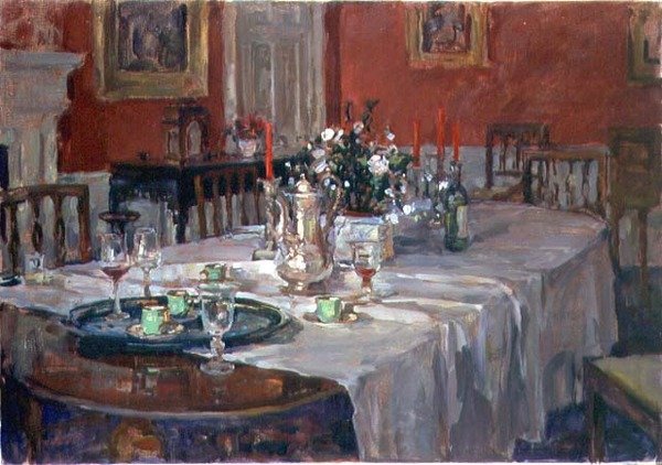 Spisebord med sølvkande af Susan Ryder