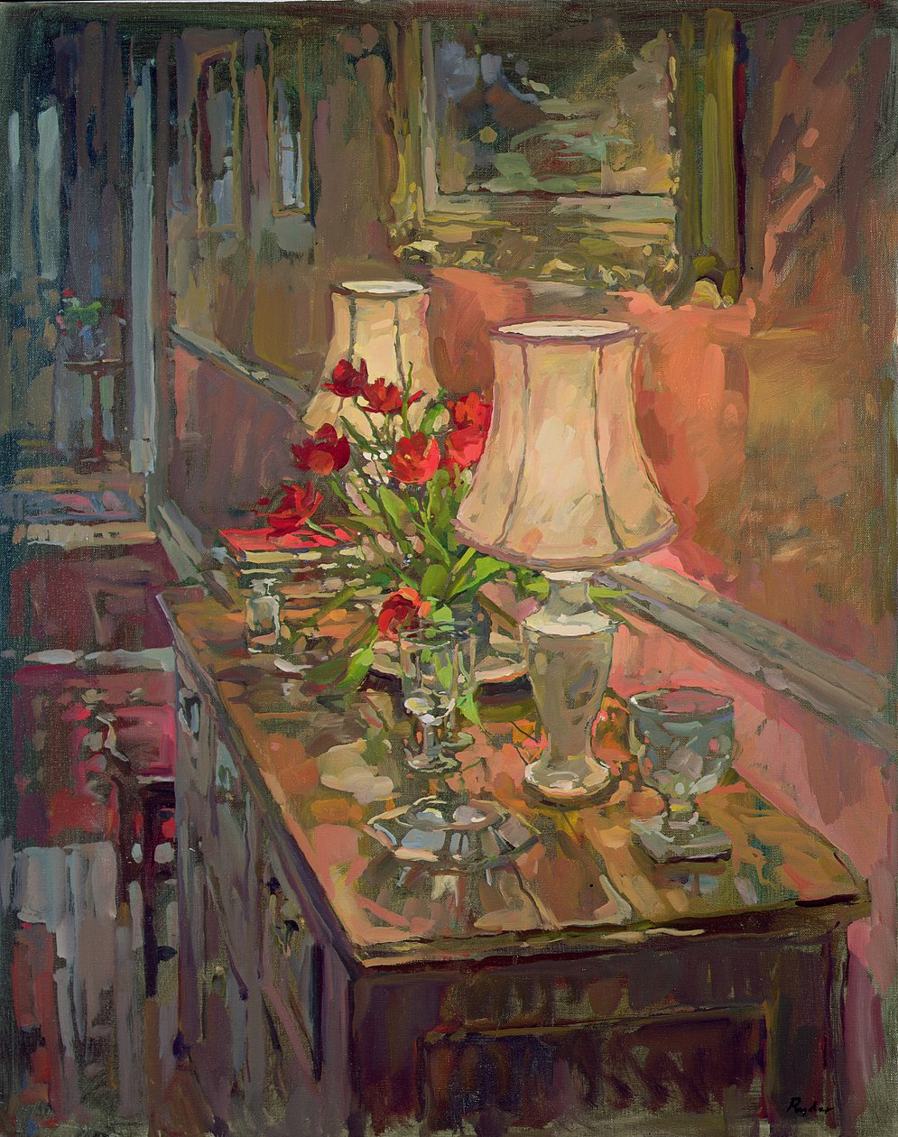 Lamper og tulipaner af Susan Ryder