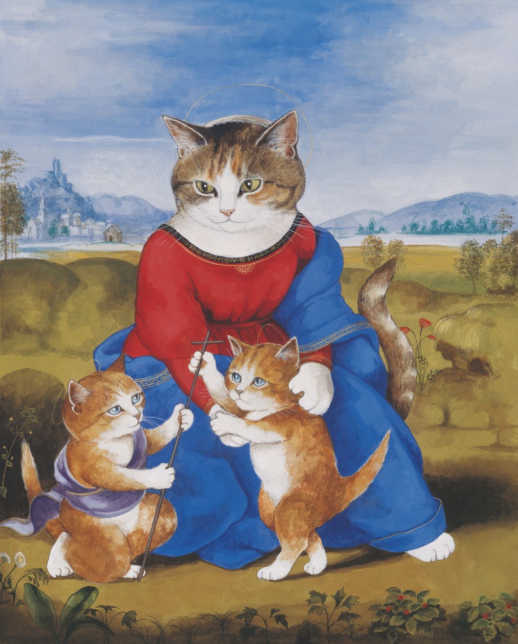 Illustration fra Cats Galore! Et kompendium over kultiverede katte (udg. 2015) af Susan Herbert