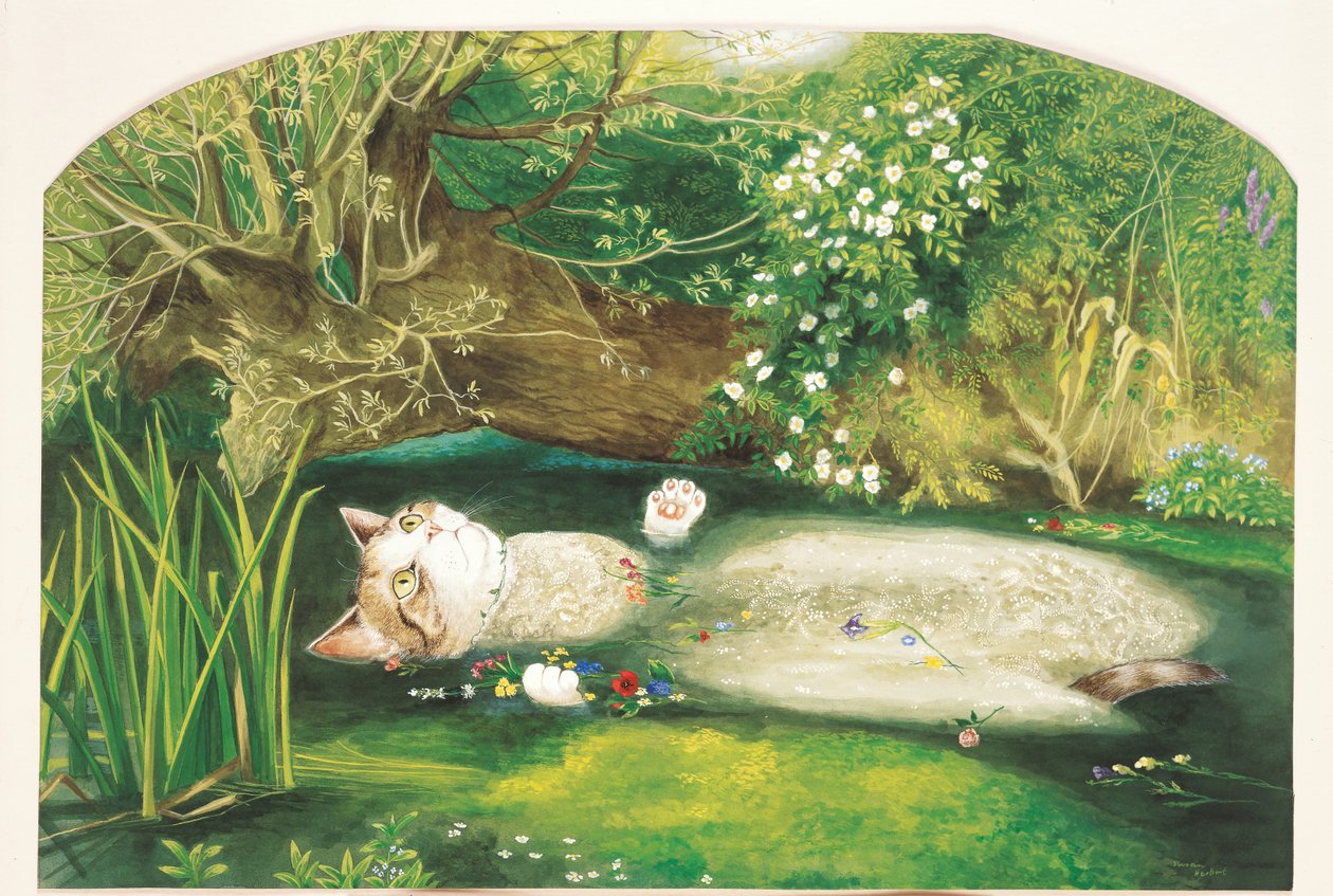 Illustration fra Cats Galore! Et kompendium over kultiverede katte (udg. 2015) af Susan Herbert