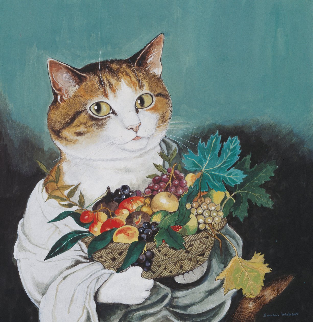 Illustration fra Cats Galore! Et kompendium over kultiverede katte (udg. 2015) af Susan Herbert