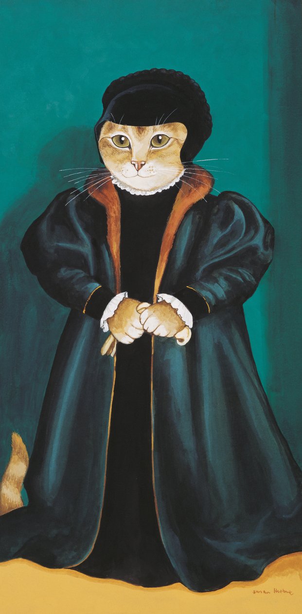 Illustration fra Cats Galore! Et kompendium over kultiverede katte (udg. 2015) af Susan Herbert