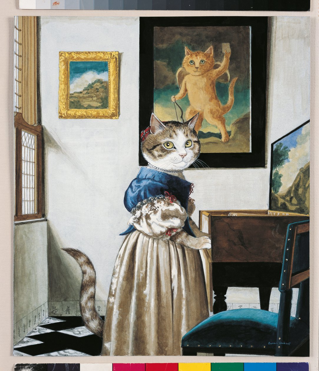 Illustration fra Cats Galore! Et kompendium over kultiverede katte (udg. 2015) af Susan Herbert