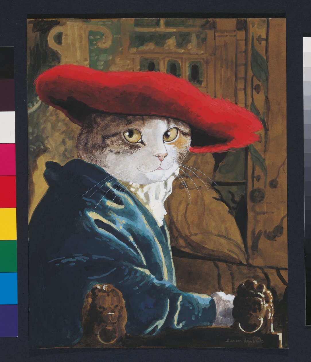 Illustration fra Cats Galore! Et kompendium over kultiverede katte (udg. 2015) af Susan Herbert
