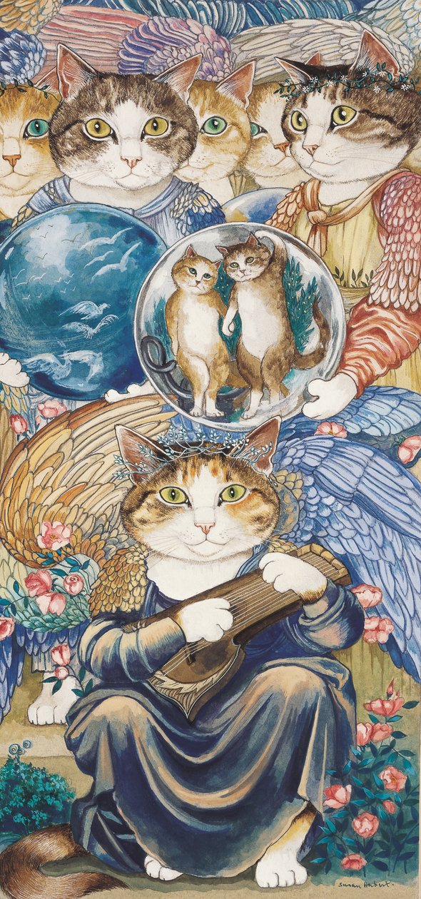 Illustration fra Cats Galore! Et kompendium over kultiverede katte (udg. 2015) af Susan Herbert