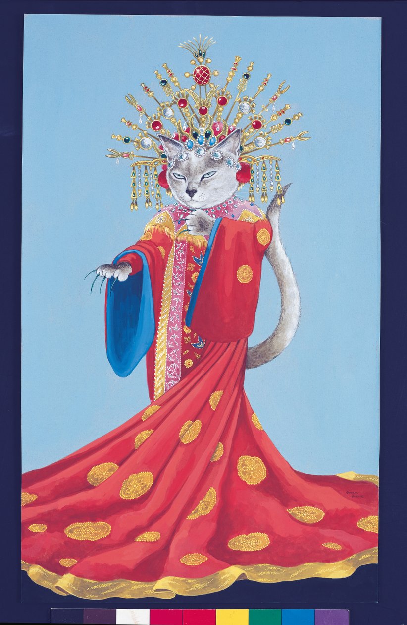 Illustration fra Cats Galore! Et kompendium over kultiverede katte (udg. 2015) af Susan Herbert