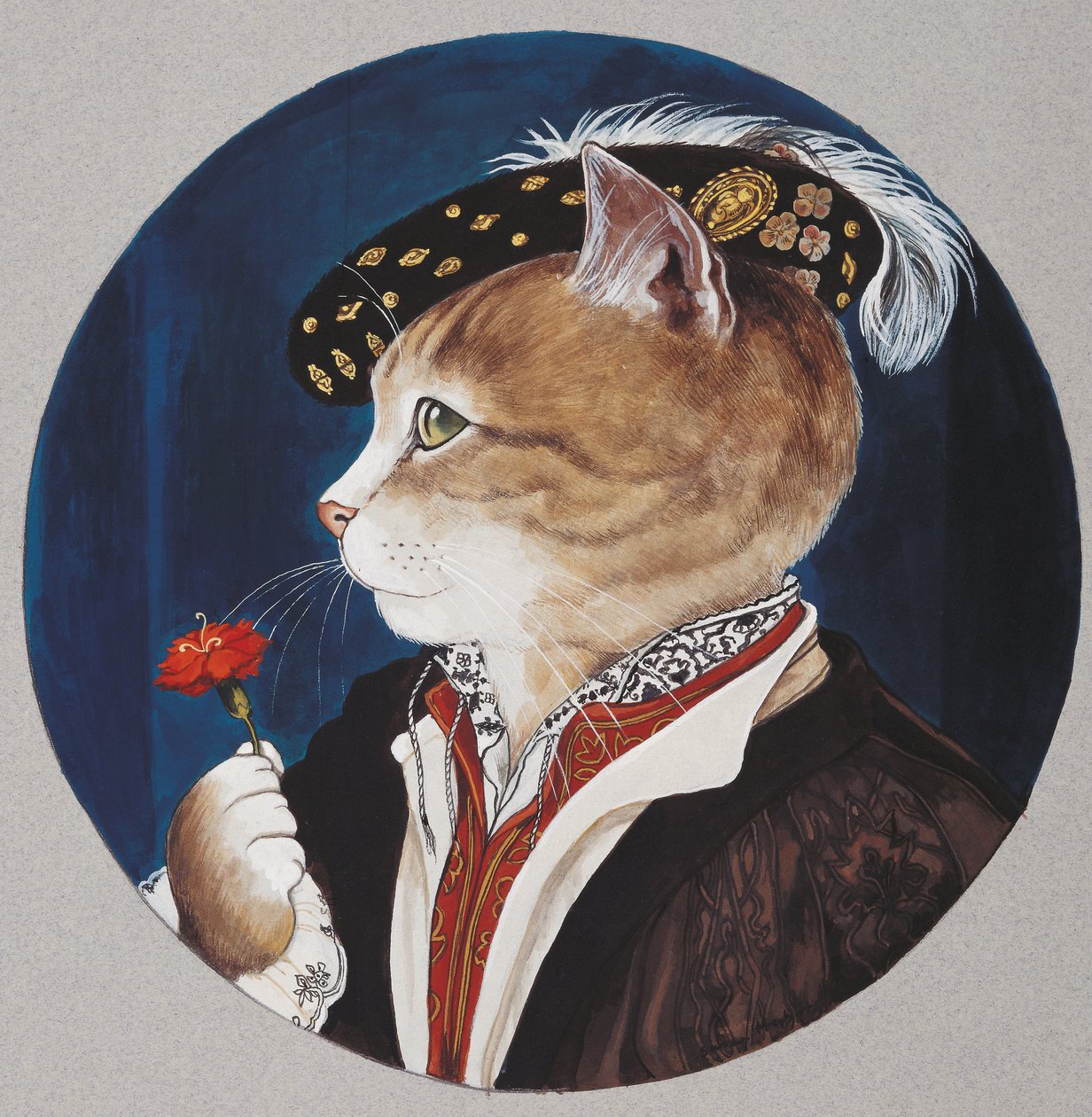 Illustration fra Cats Galore! Et kompendium over kultiverede katte (udg. 2015) af Susan Herbert