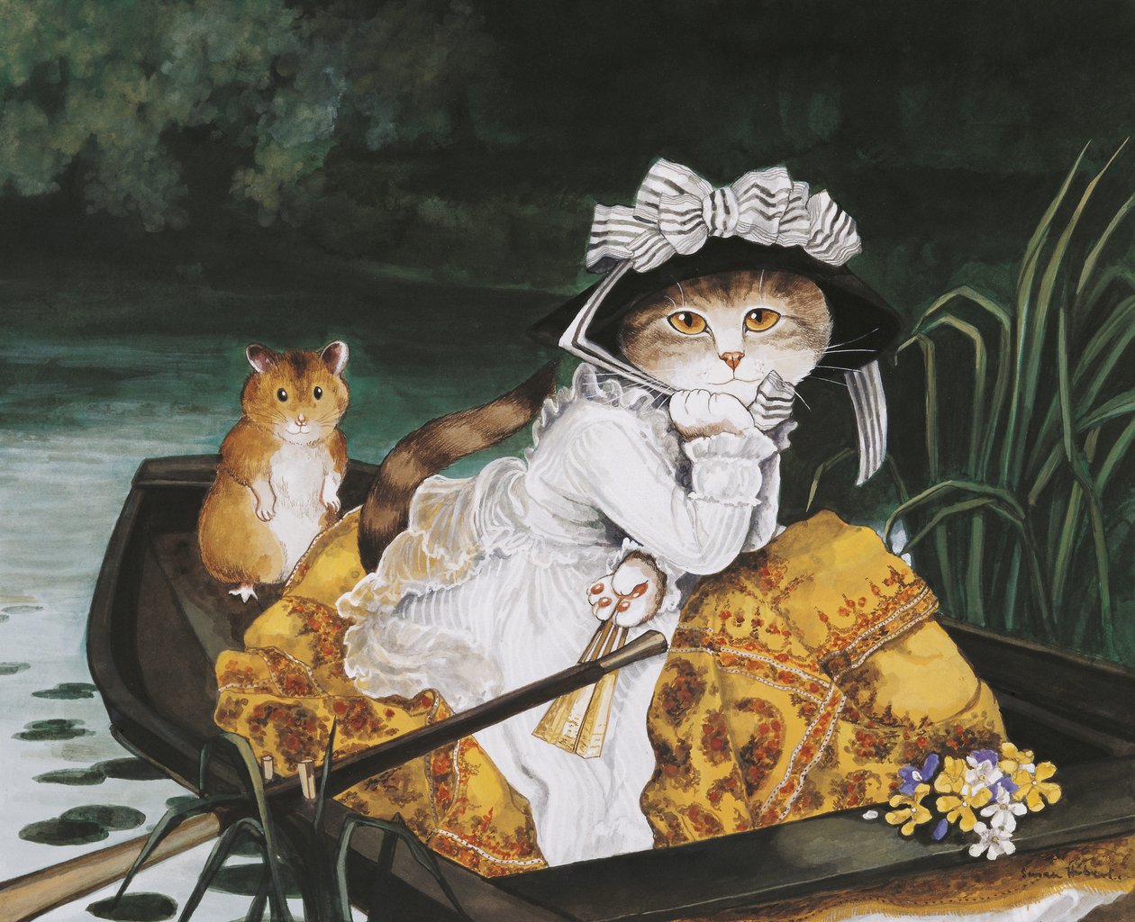 Illustration fra Cats Galore! Et kompendium over kultiverede katte (udg. 2015) af Susan Herbert