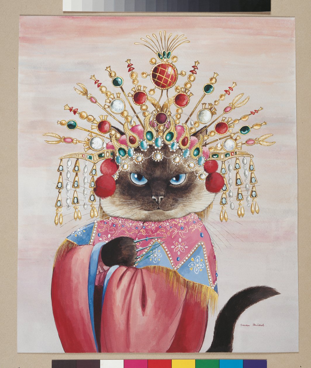 Illustration fra Cats Galore! Et kompendium over kultiverede katte (udg. 2015) af Susan Herbert