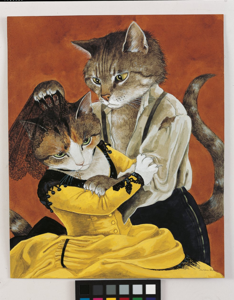 Illustration fra Cats Galore! Et kompendium over kultiverede katte (udg. 2015) af Susan Herbert