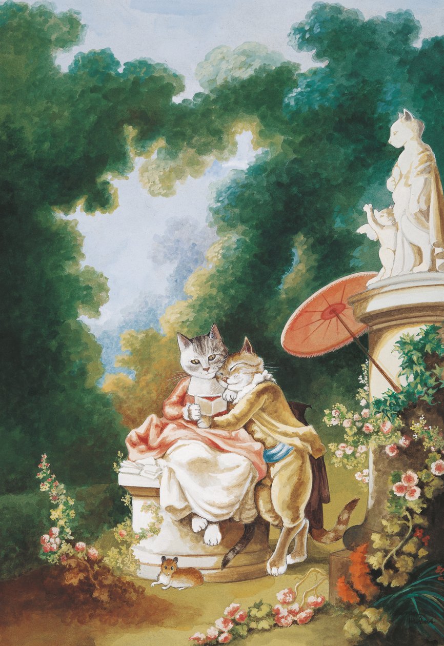 Illustration fra Cats Galore! Et kompendium over kultiverede katte (udg. 2015) af Susan Herbert