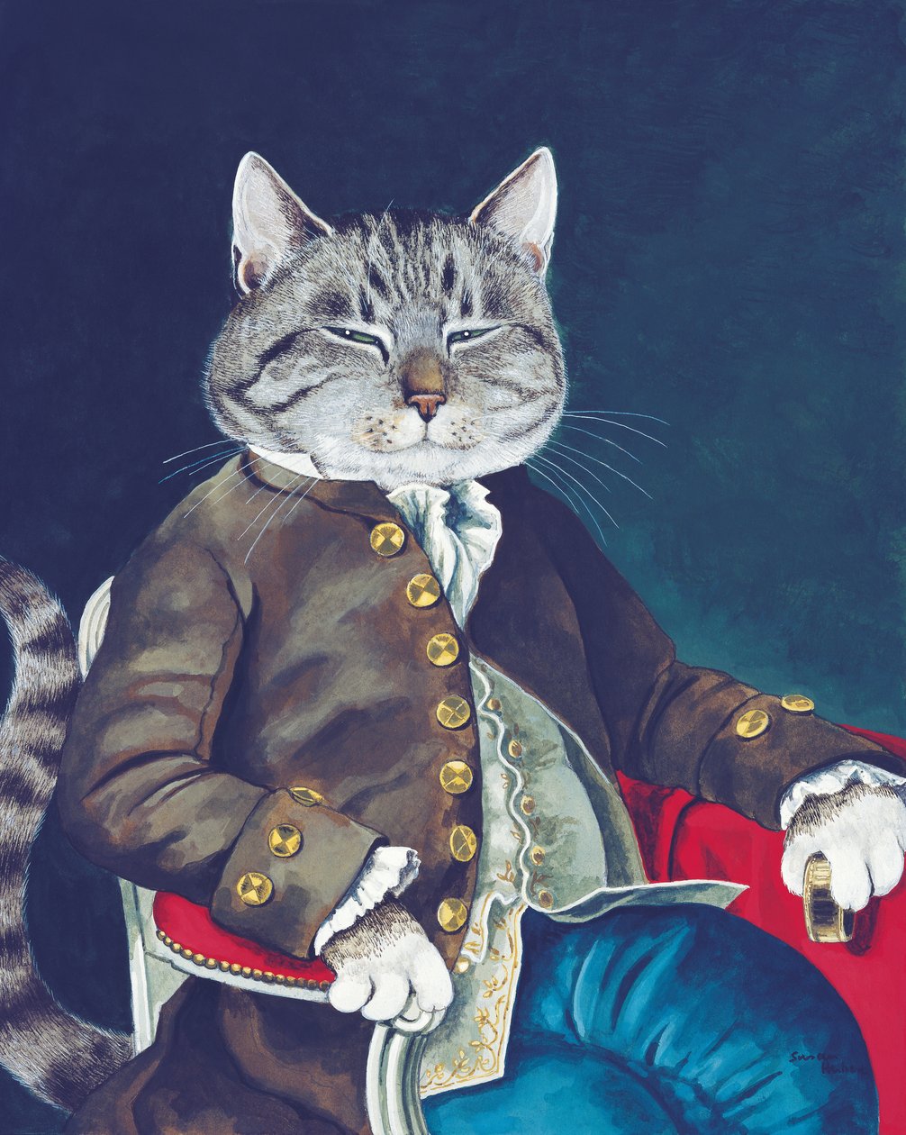 Illustration fra Cats Galore! Et kompendium over kultiverede katte (udg. 2015) af Susan Herbert