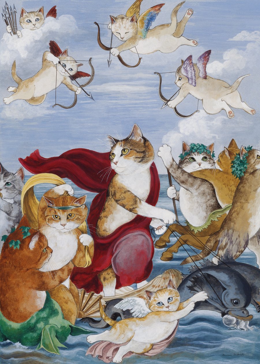 Illustration fra Cats Galore! Et kompendium over kultiverede katte (udg. 2015) af Susan Herbert