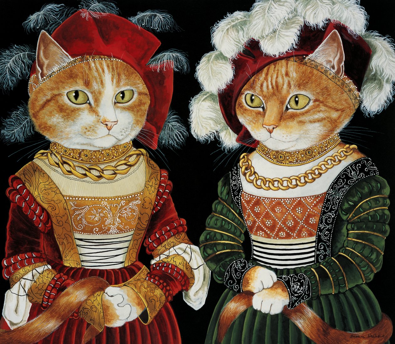 Illustration fra Cats Galore! Et kompendium over kultiverede katte (udg. 2015) af Susan Herbert