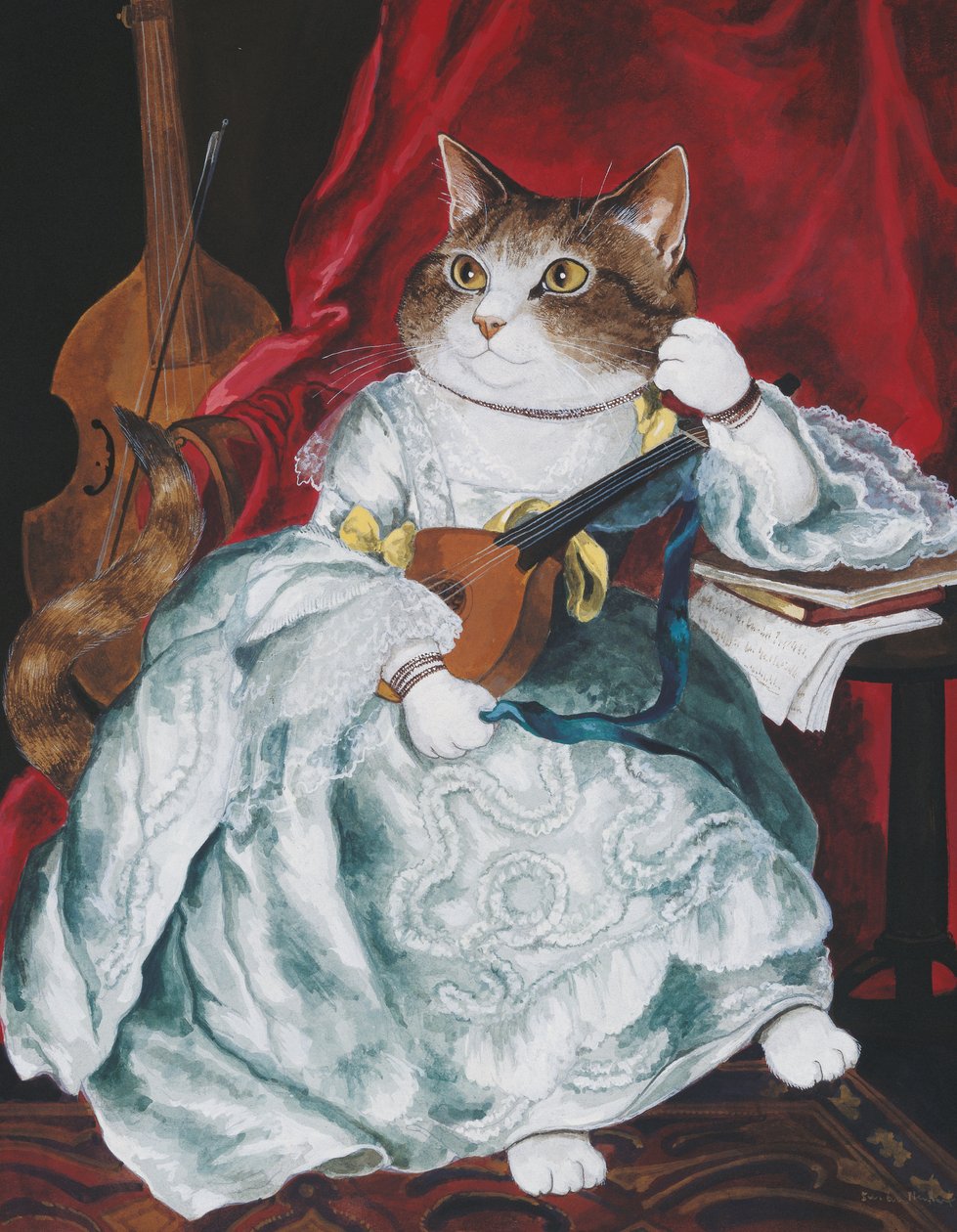 Illustration fra Cats Galore! Et kompendium over kultiverede katte (udg. 2015) af Susan Herbert