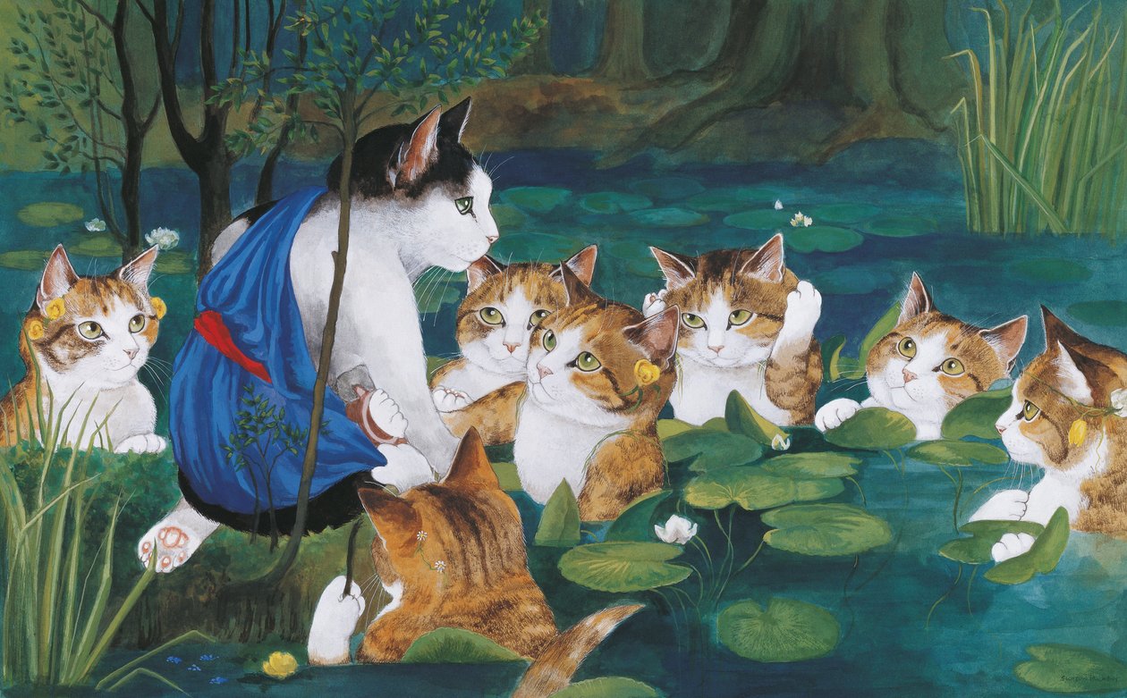Illustration fra Cats Galore! Et kompendium over kultiverede katte (udg. 2015) af Susan Herbert