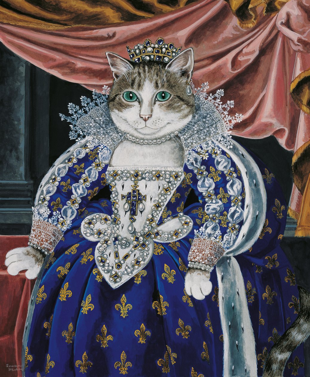 Illustration fra Cats Galore! Et kompendium over kultiverede katte (udg. 2015) af Susan Herbert