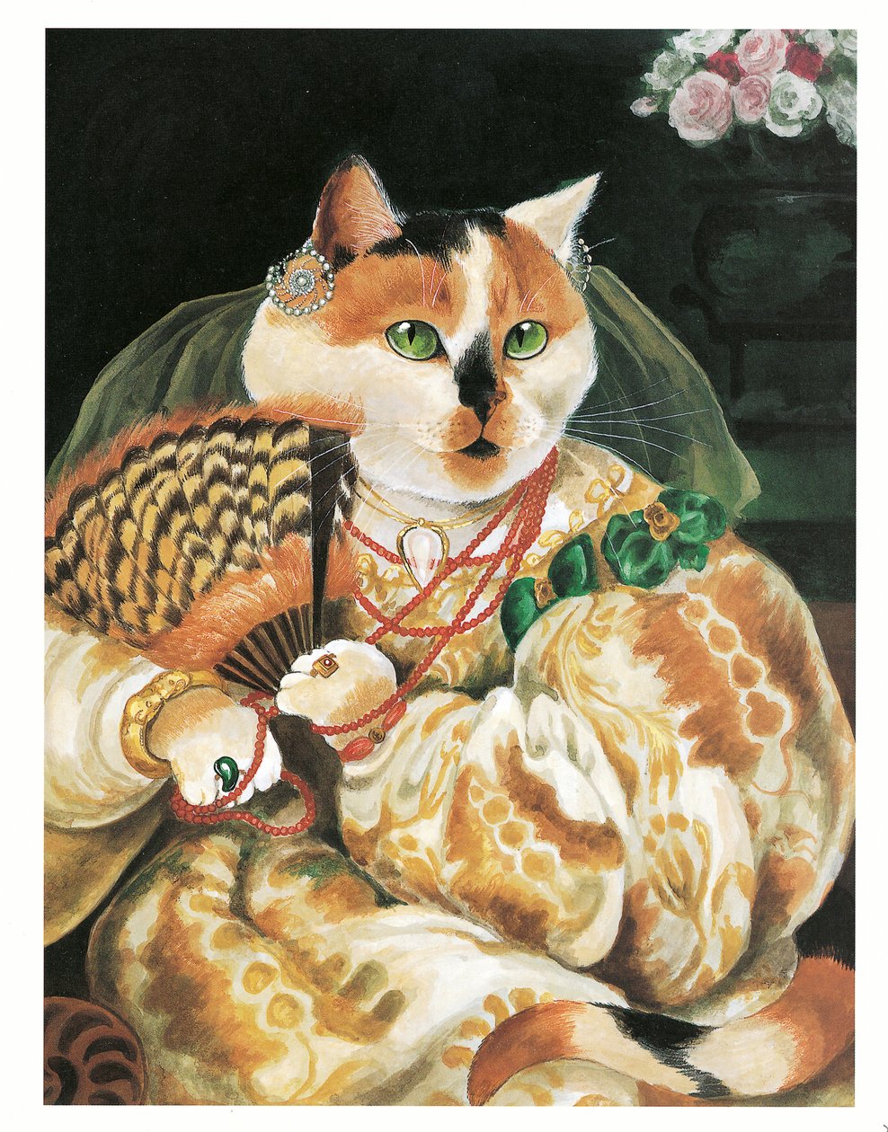 Illustration fra Pre-Raphaelite Cats (udgivet 1999) af Susan Herbert