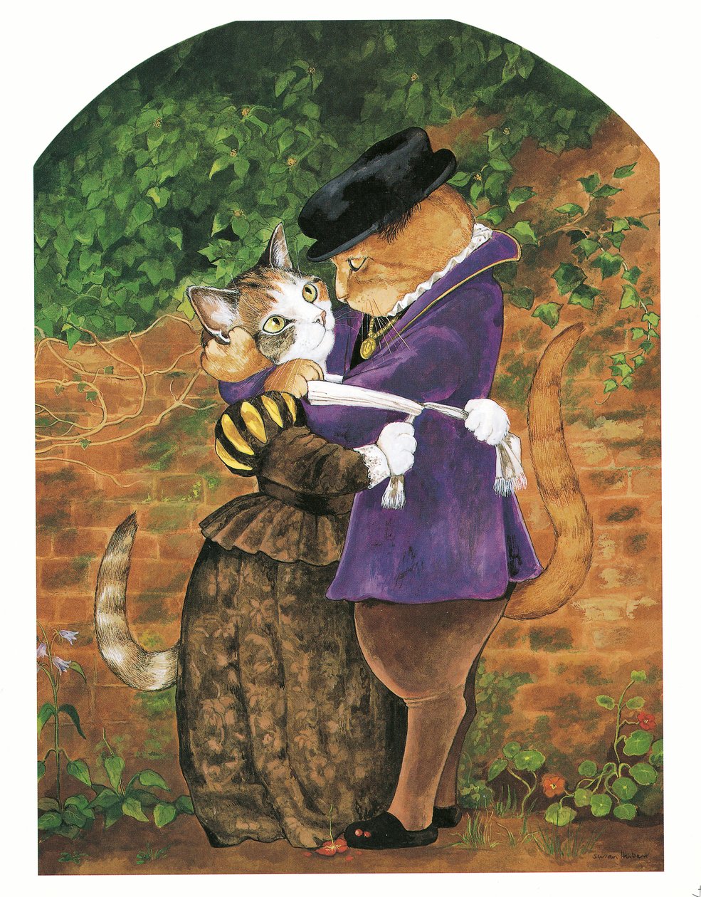 Illustration fra Pre-Raphaelite Cats (udgivet 1999) af Susan Herbert