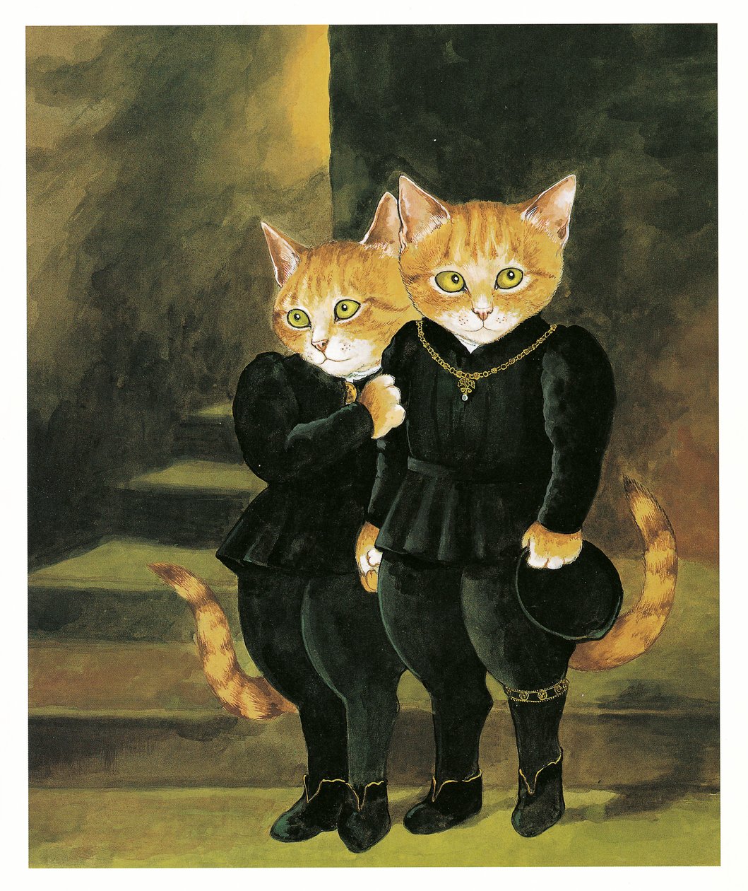 Illustration fra Pre-Raphaelite Cats (udgivet 1999) af Susan Herbert