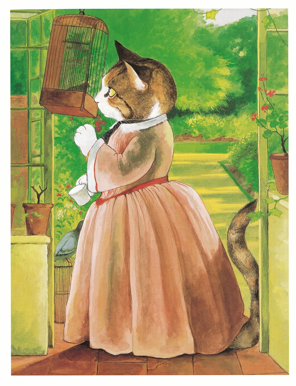 Illustration fra Pre-Raphaelite Cats (udgivet 1999) af Susan Herbert