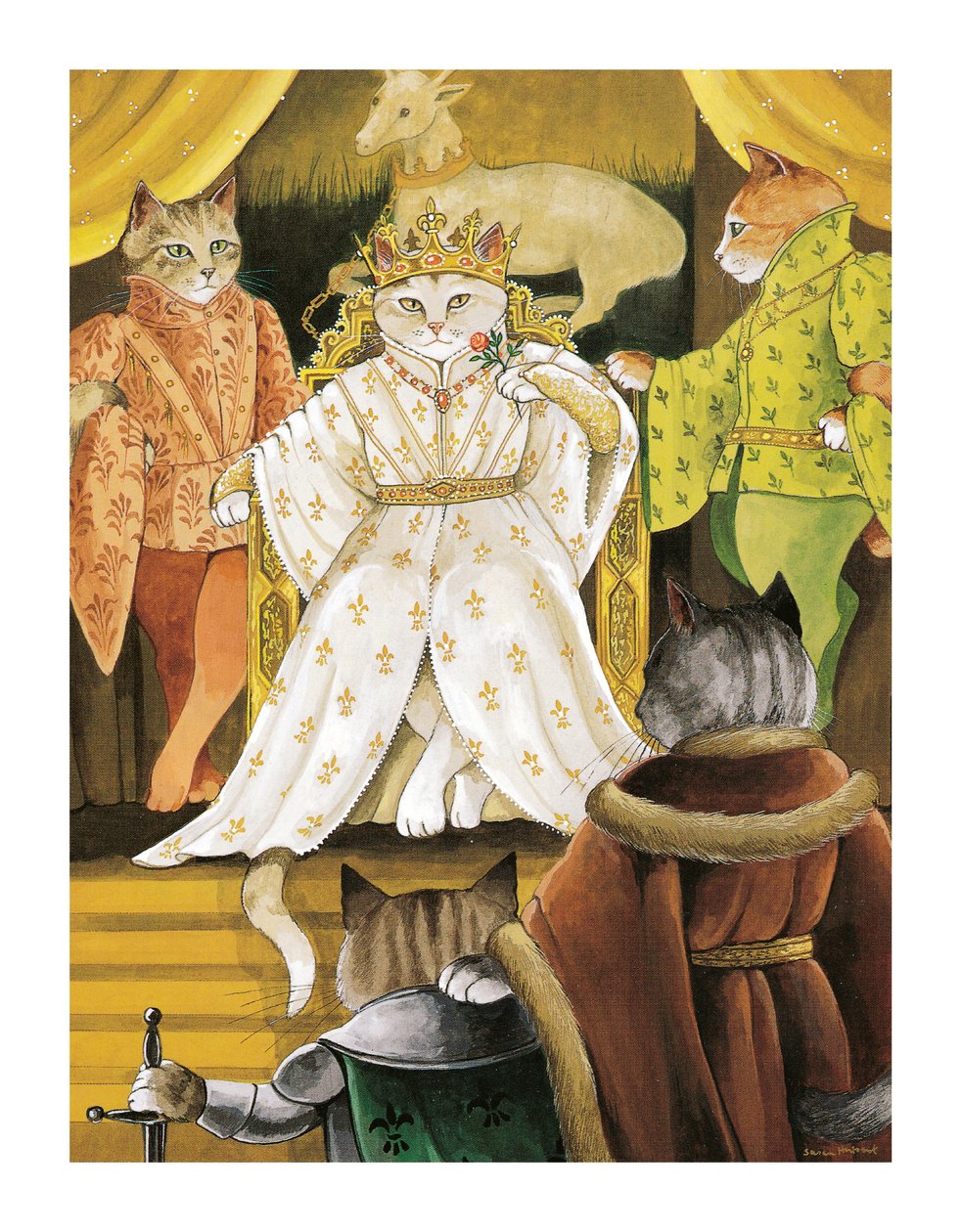 Illustration fra Shakespeare Cats: Plakatbog (udgivet 2016) af Susan Herbert